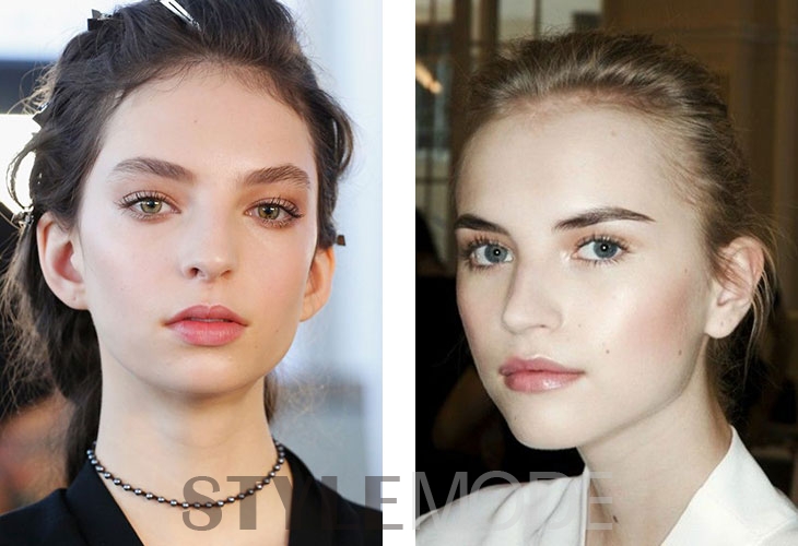 大地色眼影和韩系眼影,一字眉眼妆