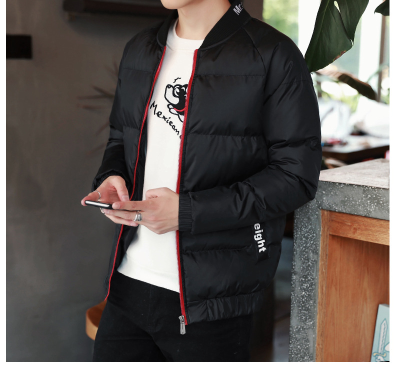 棒球领加厚棉服外套,冬日下的阳光型男