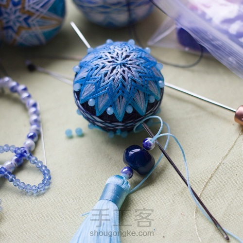 冰凌花手鞠球,手鞠球冰凌花教程