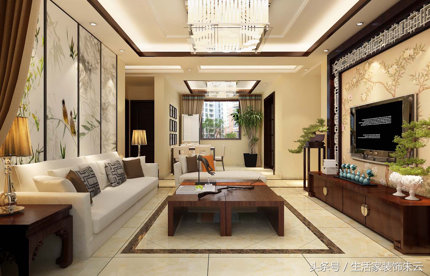 石家庄北郡装修设计效果图,石家庄100平米中式简装效果图