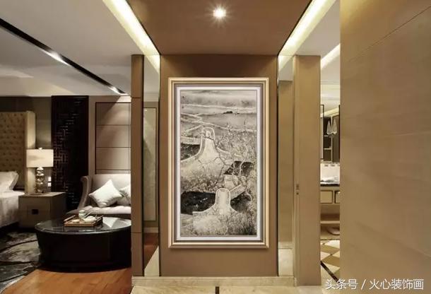 千里江山图新中式客厅装饰画,新中式客厅玉雕装饰画