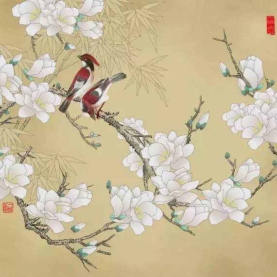 玉兰花儿童绘画,玉兰花绘画作品命名