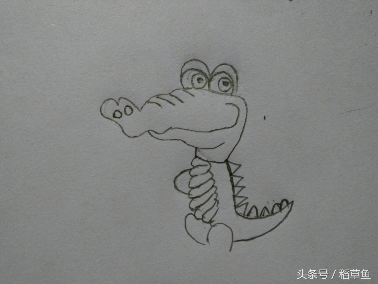简笔画可爱卡通人物鳄鱼,画画鳄鱼超简单的简笔画