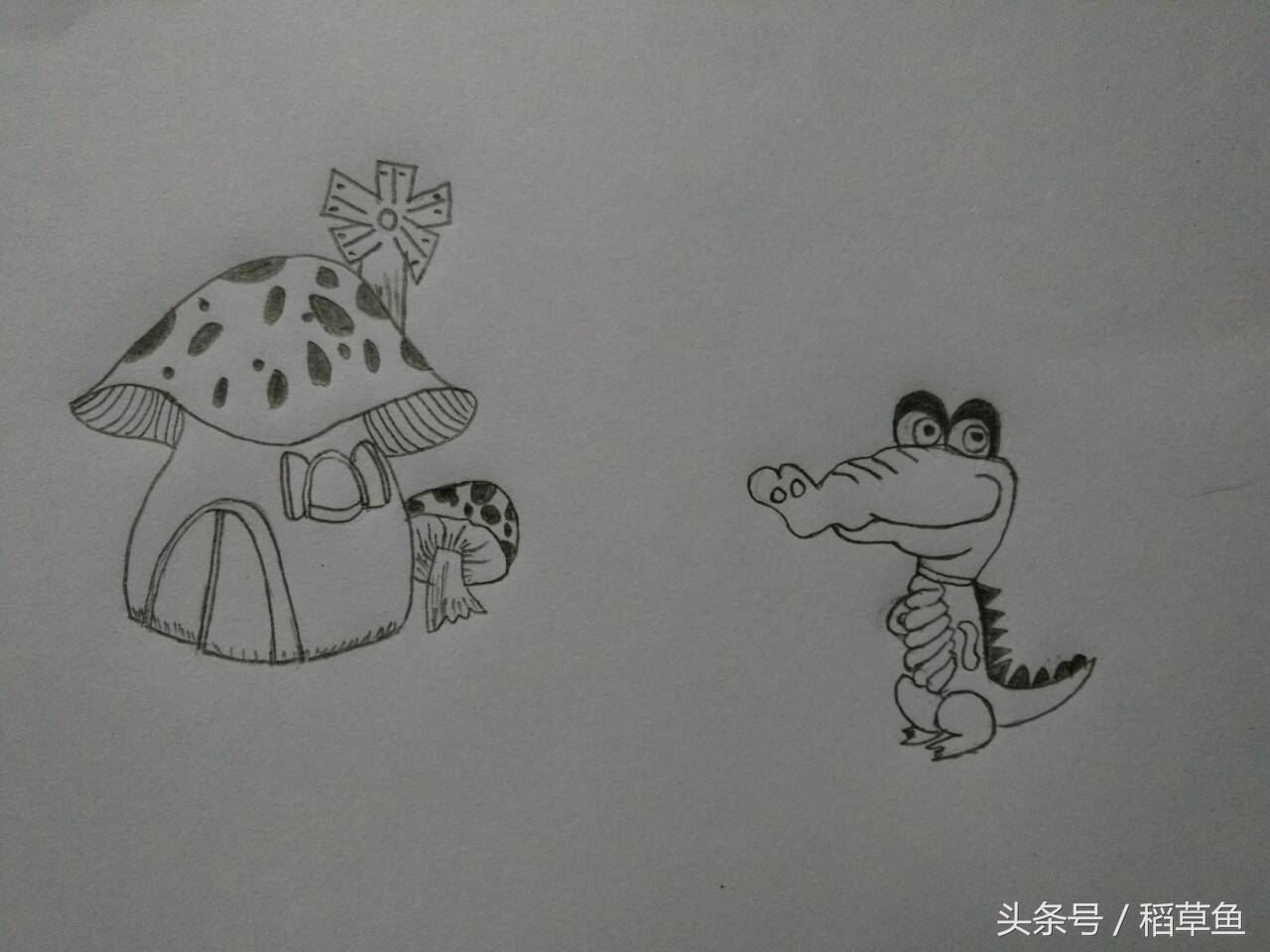 简笔画可爱卡通人物鳄鱼,画画鳄鱼超简单的简笔画