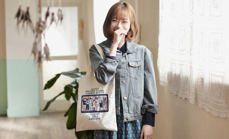 文艺小清新的气质,斜背包帆布文艺森系