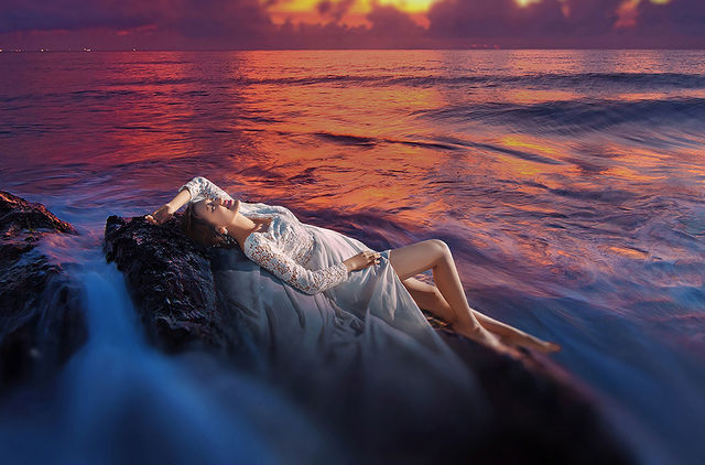 海景婚纱照如何修出高级感,海景婚纱照的特点
