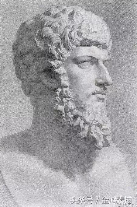 石膏像精美素描分享,石膏像结构素描的画法和步骤