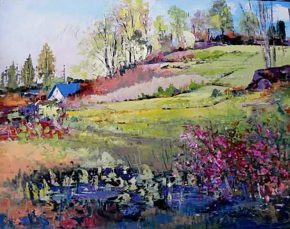 美国画家詹姆斯雷诺兹风景油画,伊万特利法恩油画作品