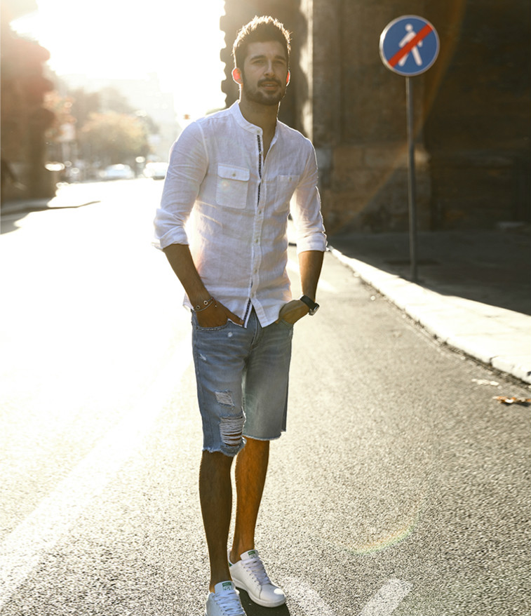 牛仔短裤穿搭男牧场风,欧美男士黑色牛仔裤夏季穿搭