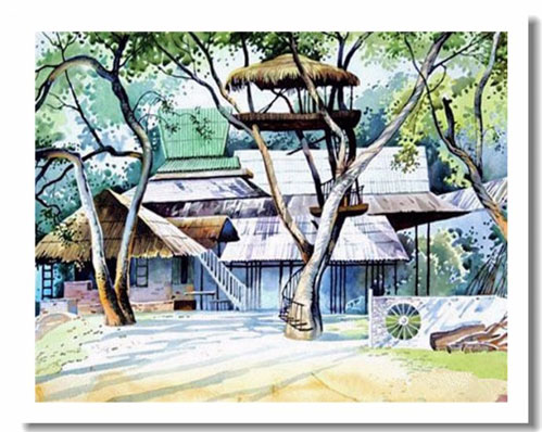 天天漫画网：实力派画家王培堃《水彩风景画---广西八景之滨》