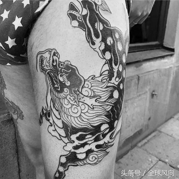 麒麟上云纹身图片大全,麒麟的纹身图案大全