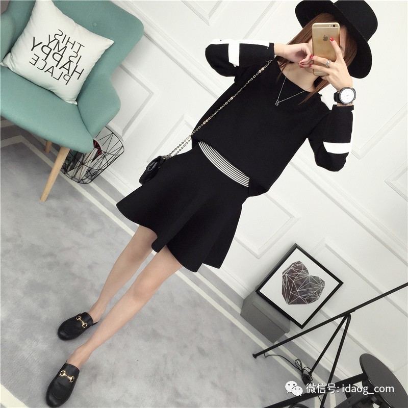 秋冬针织裙套装时髦,慵懒风针织套装裙