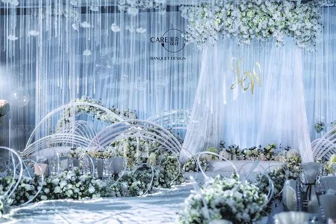 户外婚礼场景布置效果图,红色系婚礼户外布置场景