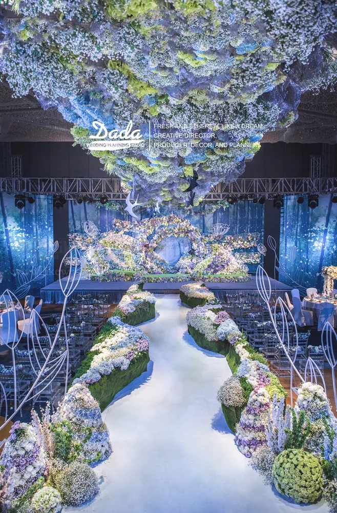 户外婚礼场景布置效果图,红色系婚礼户外布置场景