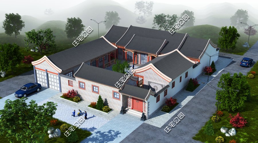 农村中式合院10-15万自建房,农村中式合院房子设计