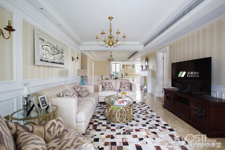 10万美式经典装修三室两厅,130平方房子美式轻奢装修20万