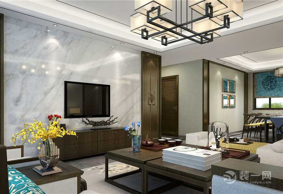 88平米三室一厅装修新中式,山水天成150平超大三居室