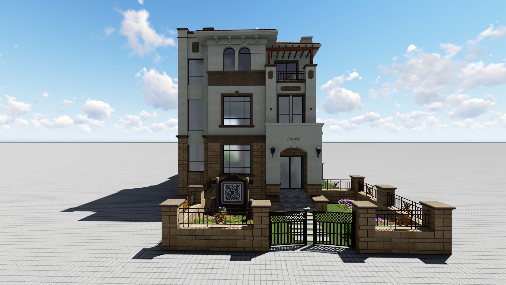 长方形农村两层自建房四合院,农村长方形地块自建房