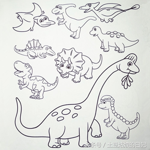 土豆姑娘的日记027-简笔画之森林里的动物朋友们3(蜗牛恐龙)