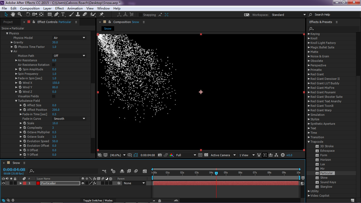 ae粒子飘落效果教程,ae中下雪效果使用的是什么效果