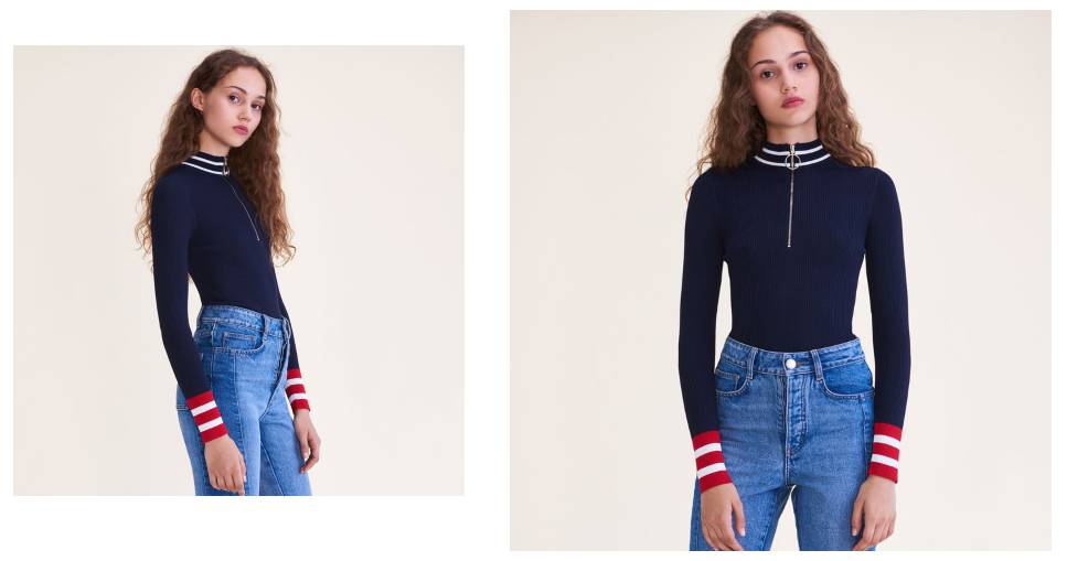 驼色条纹毛衫搭配,条纹长袖毛衣怎么穿