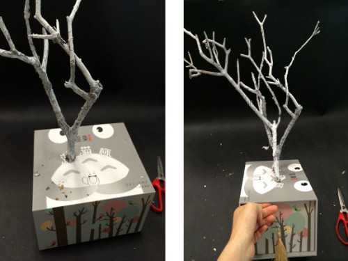 教你用旧盒子和干树枝制作盆景首饰架