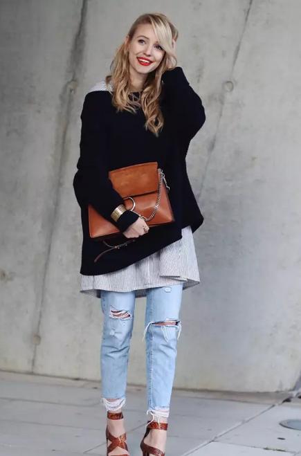 毛衣衬衫最温暖的叠穿套路,毛衣衬衫这么穿时髦炸了