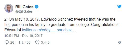 比尔盖茨在Twitter上分享2017年让他感动的几件事