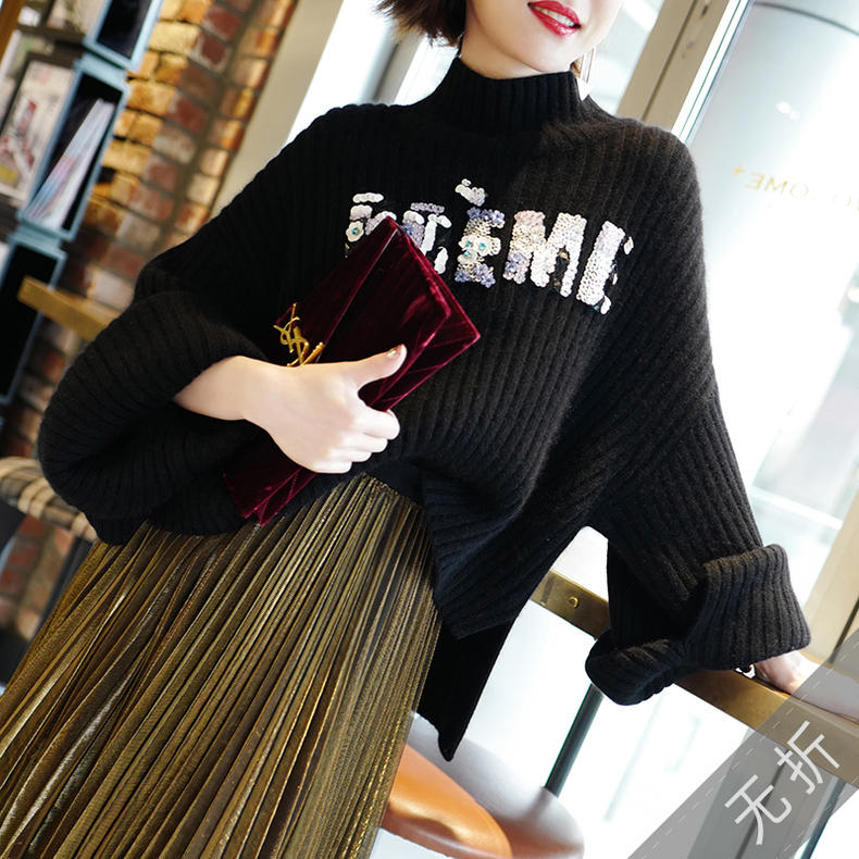 闪闪惹人爱显瘦毛衣女,闪闪红色毛衣