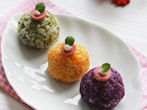 三色饭团红黄绿幼儿园,日本三角饭团做法大全