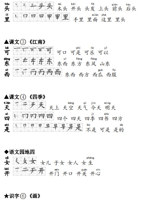 一年级小公鸡和小鸭子生字笔顺,一年级语文一个接一个生字笔顺