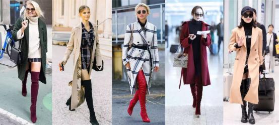 冬天适合粗腿穿的长筒靴,冬天穿光腿神器配过膝靴