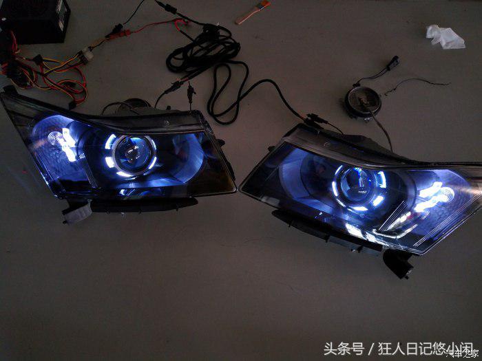 雪佛兰科鲁兹大灯改装小透镜led灯,17款雪佛兰科鲁兹改透镜大灯