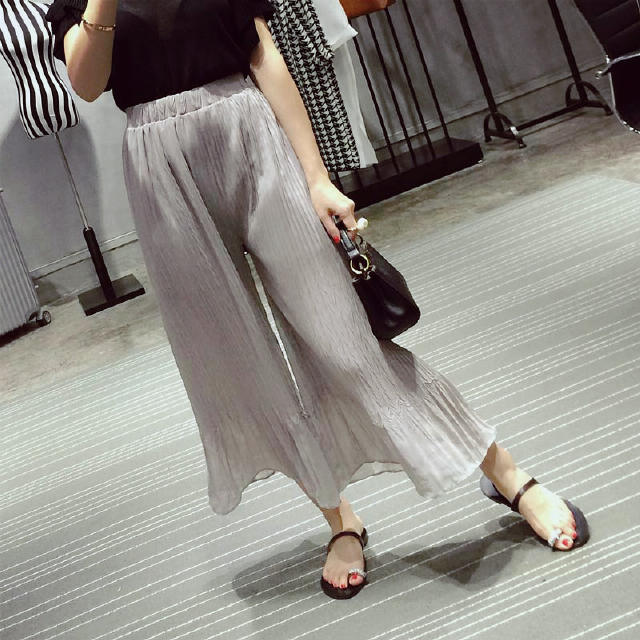 雪纺垂感阔腿裤质感,显瘦阔腿裤雪纺