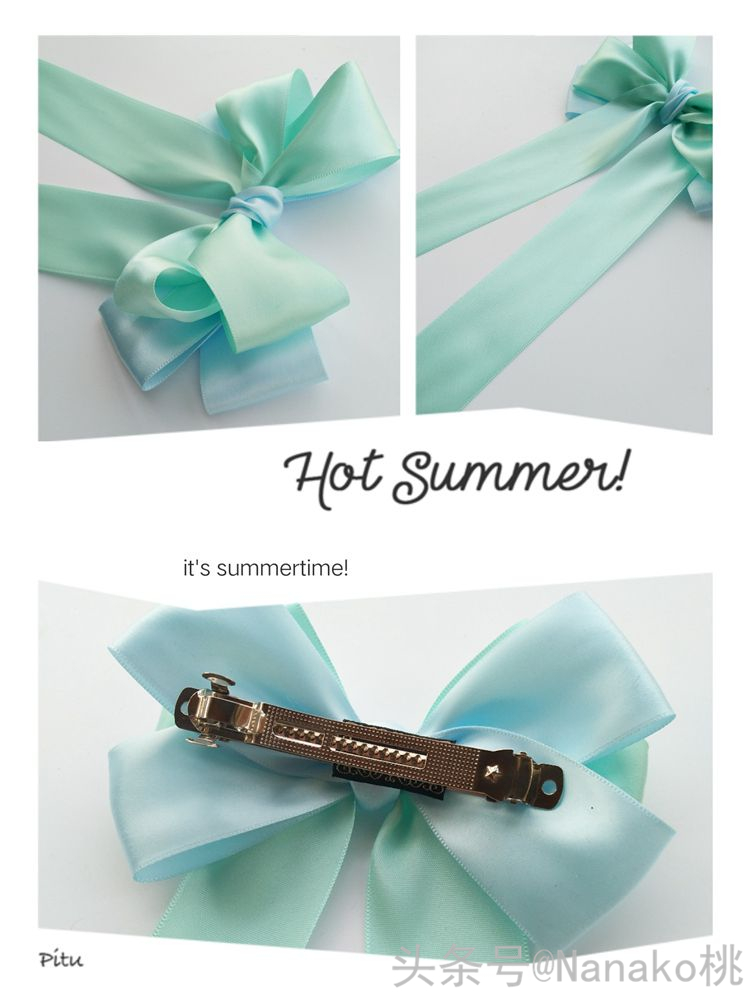 手作蝴蝶结做法,法式温柔气质缎面蝴蝶结飘带发夹