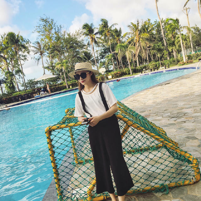 比阔腿裤还宽的阔腿裤,背带阔腿裤套装2021网红款10岁