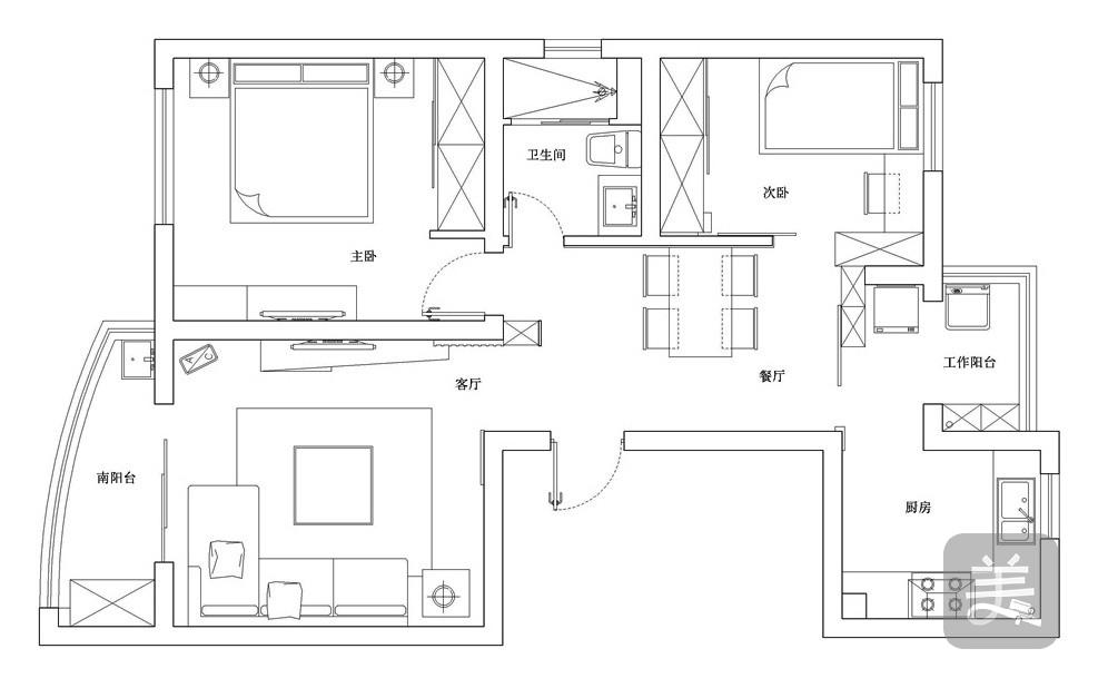 [案例]董小军华公馆上海二室二厅小户型经典案例