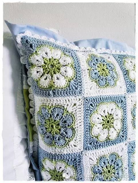 钩针方格非洲菊图解,非洲菊拼花的钩针图解