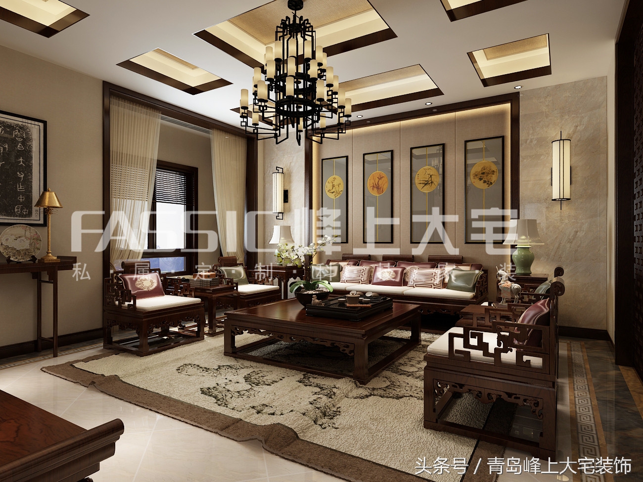 青岛百福山庄400平丨把新中式演绎的淋漓尽致。大气