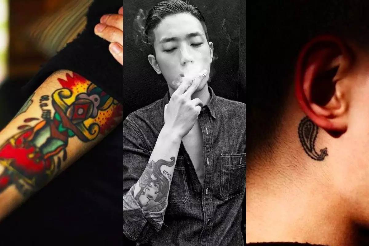 痞帅纹身寸头,寸头纹身潮男图片