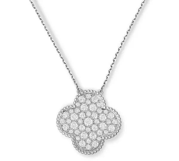 vca四叶草带钻项链系列,vca梵克雅宝四叶草项链