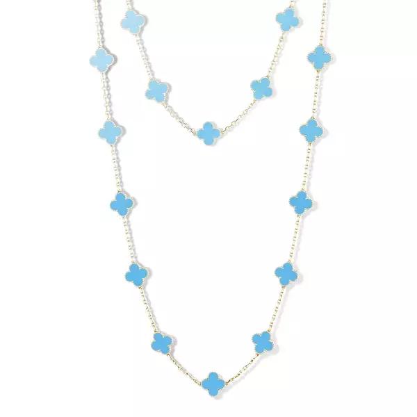 vca四叶草带钻项链系列,vca梵克雅宝四叶草项链