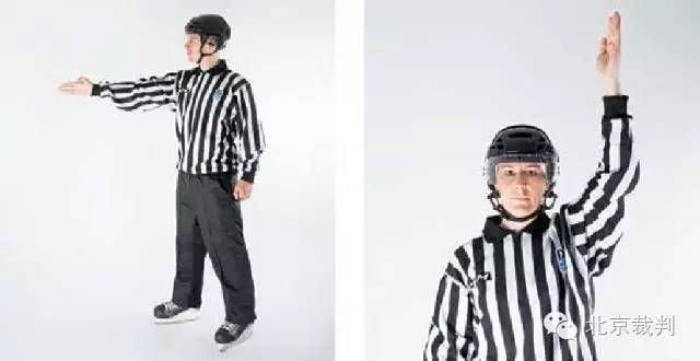 手势裁判,冰球比赛进球裁判手势