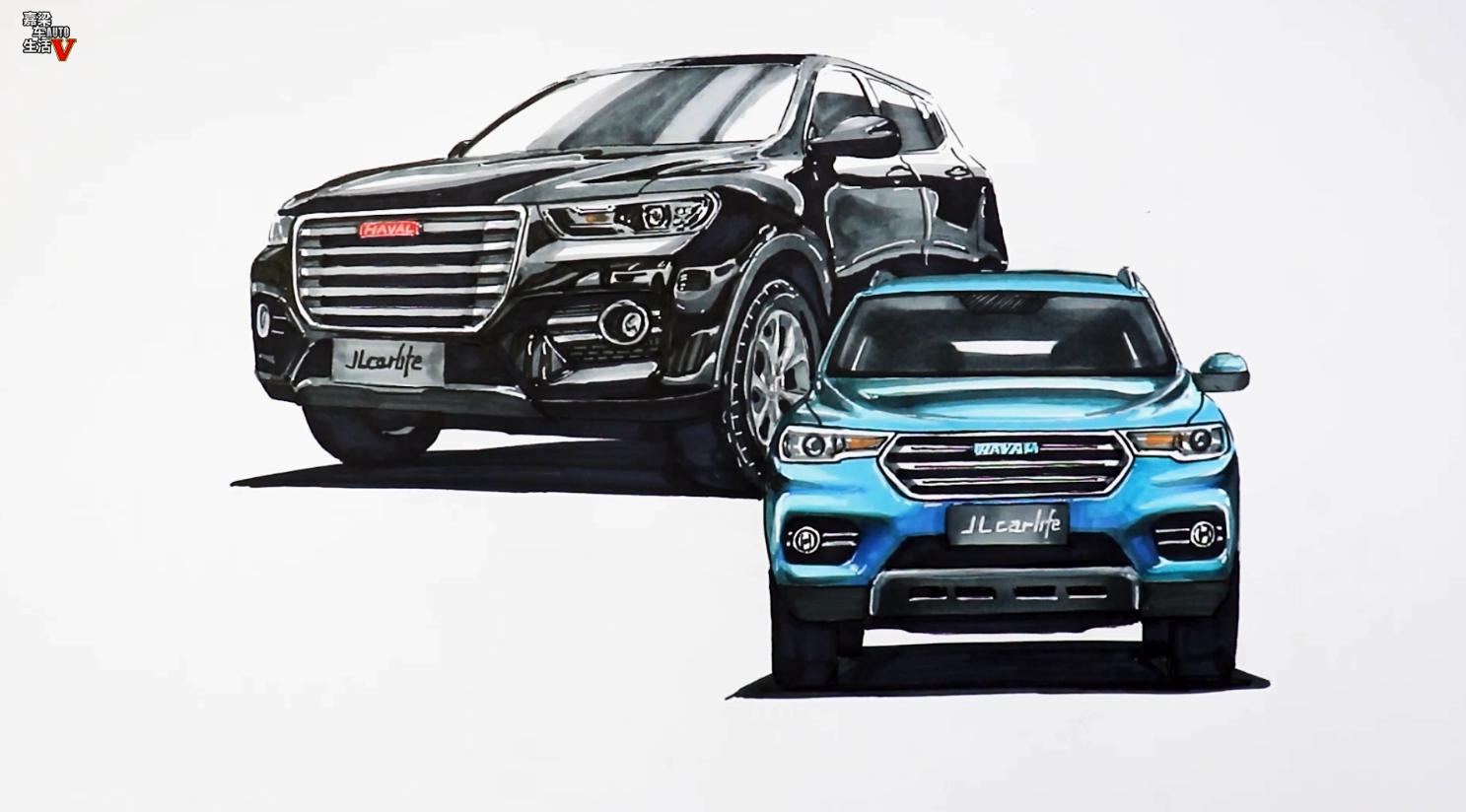 手绘哈弗h6,哈弗全新suv手绘稿