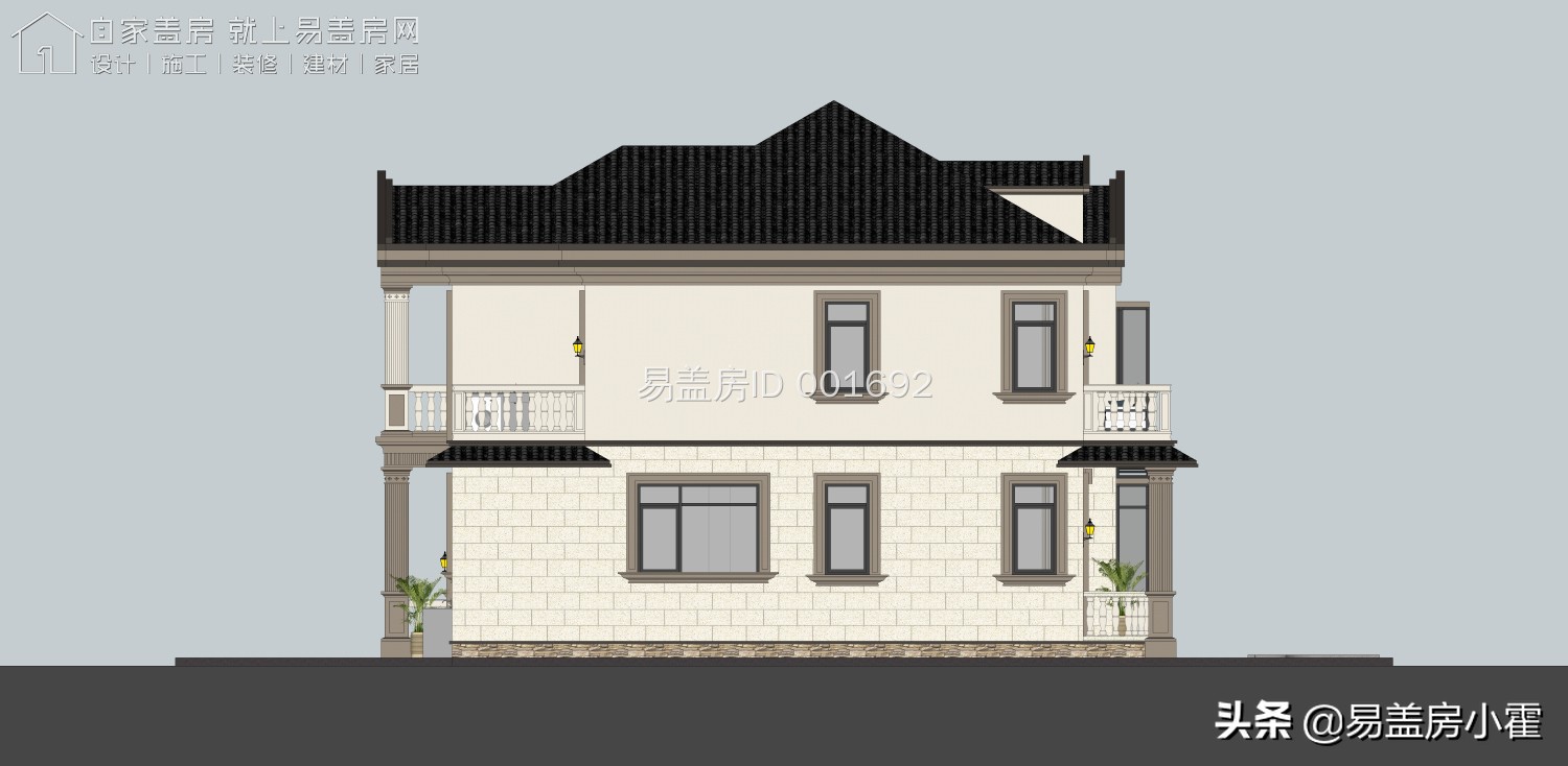 农村自建房2层欧式别墅设计,面宽10米欧式风格二层小别墅