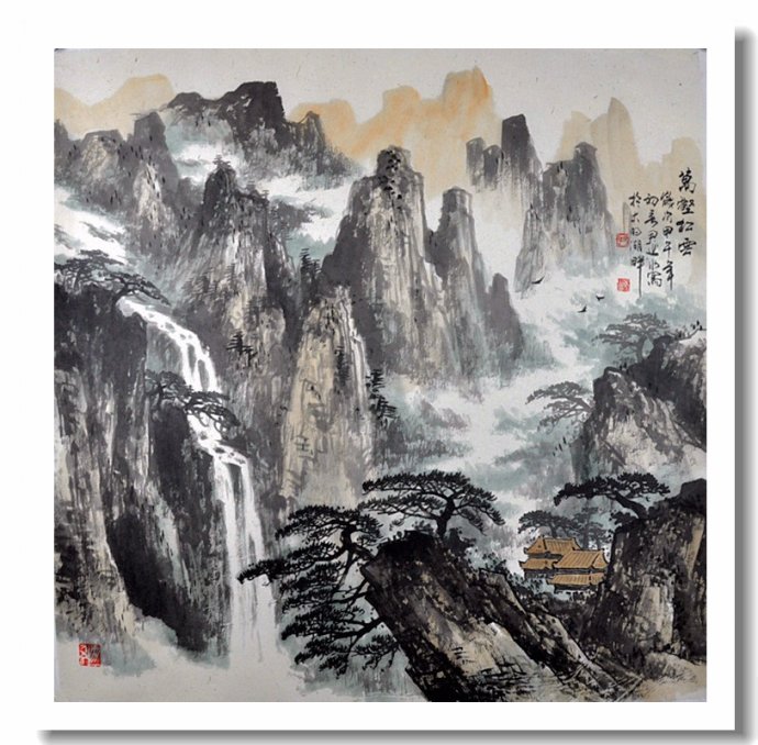 尹延水山水画作品,苏州市水墨山水画