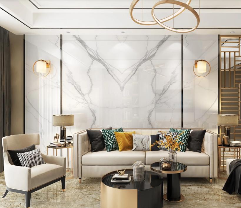 现代简约装修风格石材电视背景墙,石材瓷砖背景墙效果