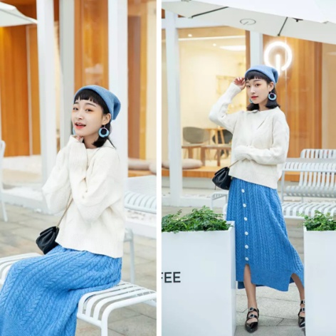 秋冬梨形身材穿搭毛衣,苹果型身材的内搭毛衣