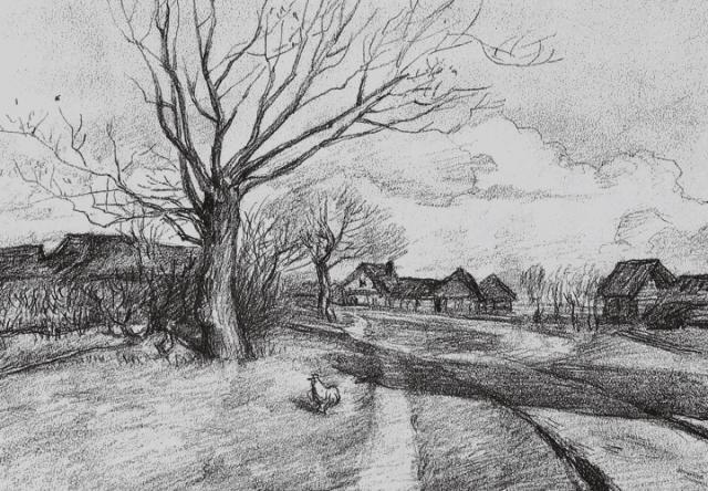高清素描临摹风景图入门,素描画画教程7-12岁风景图