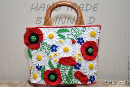 爱尔兰钩花拼出来的包包时尚大气